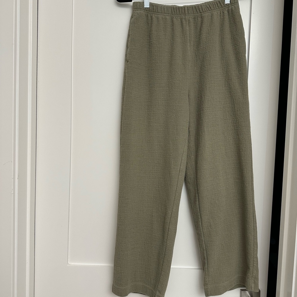 Olive Green Textured Pants